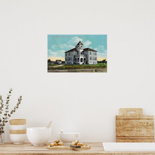 Buiten Uitzicht van de Grammatische School 2 Poster (Keuken)