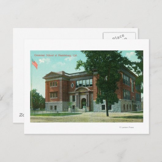 Buiten Uitzicht van de Grammatische School 3 Briefkaart (Voorkant / Achterkant)