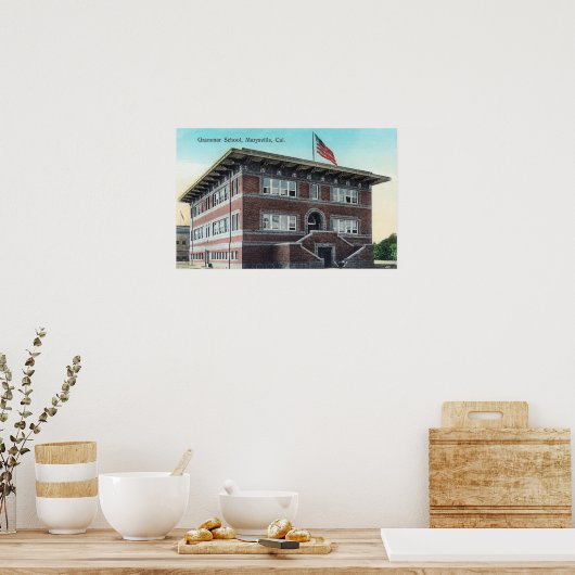 Buiten Uitzicht van de Grammatische School 3 Poster (Keuken)