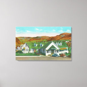 Buiten Uitzicht van de Green Hut Caf � Canvas Afdruk