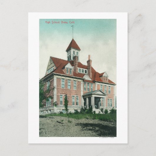 Buiten Uitzicht van de High School Yreka, CA Briefkaart (Voorkant)
