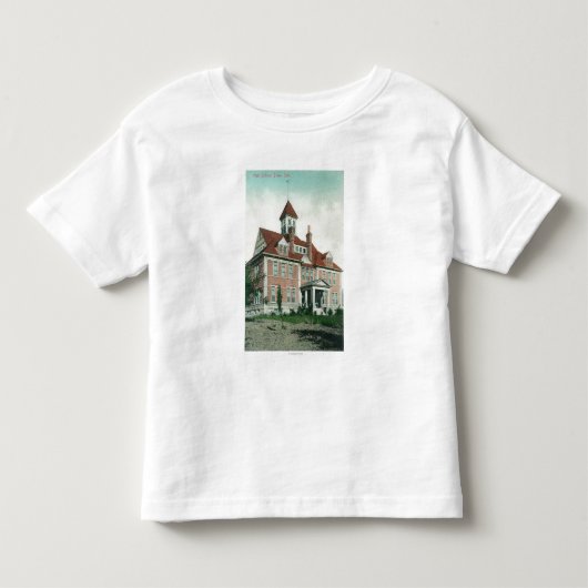 Buiten Uitzicht van de High School Yreka, CA Kinder Shirts (Voorkant)