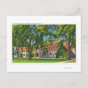 Buiten Uitzicht van de Kerk en de Rectory van St. Briefkaart