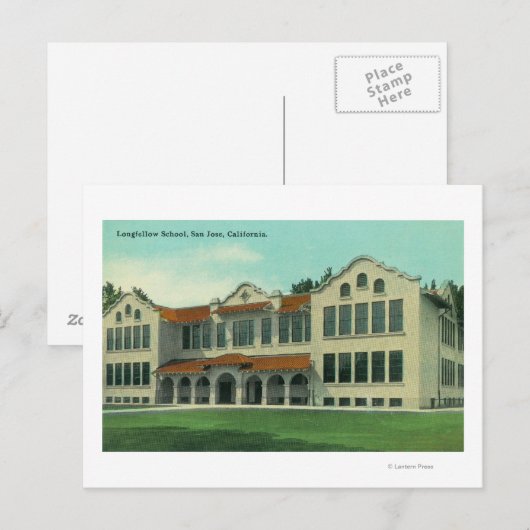 Buiten Uitzicht van de Longmede School Briefkaart (Voorkant / Achterkant)