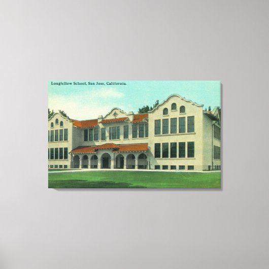 Buiten Uitzicht van de Longmede School Canvas Afdruk (Voorkant)
