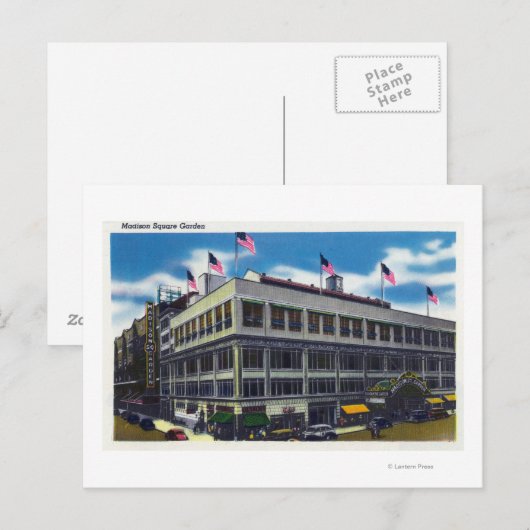 Buiten Uitzicht van de Madison Square Garden Briefkaart (Voorkant / Achterkant)