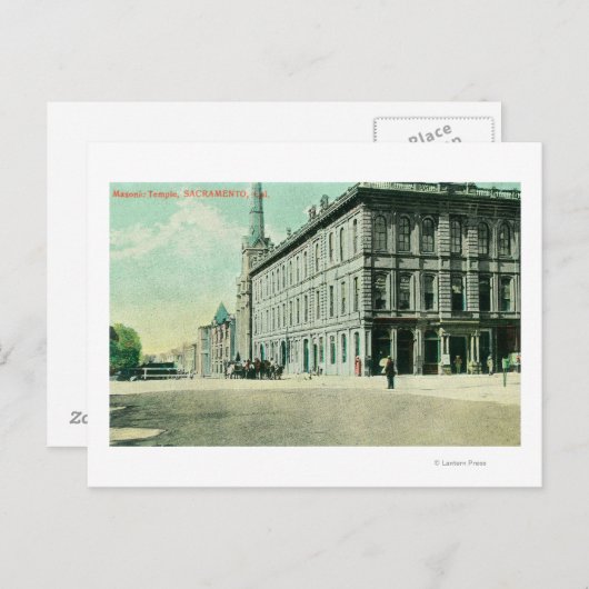 Buiten Uitzicht van de Masonic Temple Briefkaart (Voorkant / Achterkant)