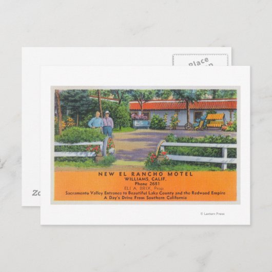 Buiten Uitzicht van de New El Rancho Motel Briefkaart (Voorkant / Achterkant)