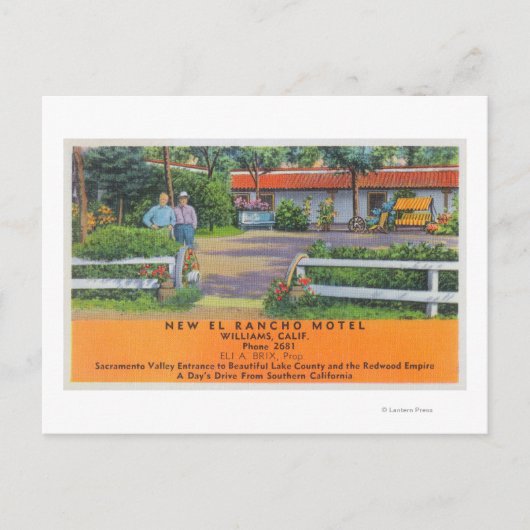 Buiten Uitzicht van de New El Rancho Motel Briefkaart (Voorkant)
