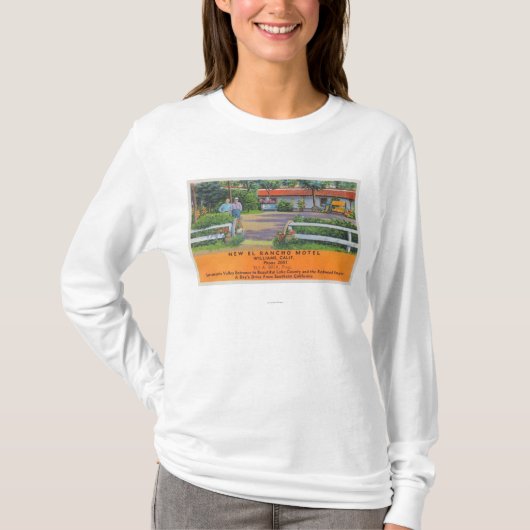 Buiten Uitzicht van de New El Rancho Motel T-shirt (Voorkant)