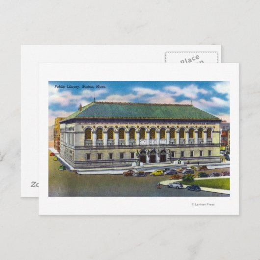 Buiten Uitzicht van de openbare bibliotheek Briefkaart (Voorkant / Achterkant)