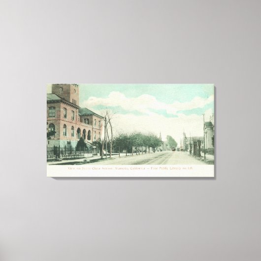 Buiten Uitzicht van de openbare bibliotheek op San Canvas Afdruk (Voorkant)