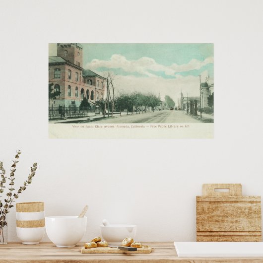 Buiten Uitzicht van de openbare bibliotheek op San Poster (Keuken)