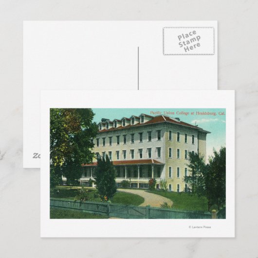 Buiten Uitzicht van de Pacific Union College Briefkaart (Voorkant / Achterkant)