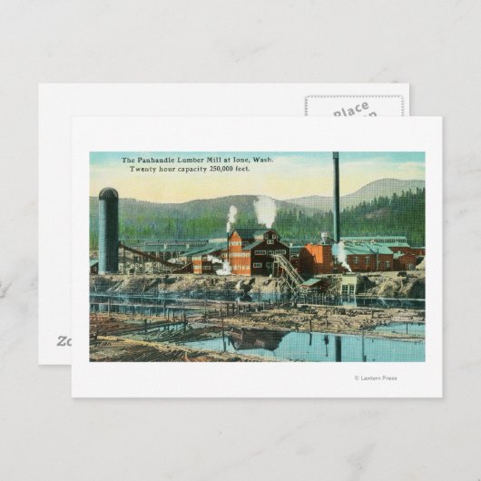 Buiten Uitzicht van de Panhandle Lumber Mill Briefkaart (Voorkant / Achterkant)