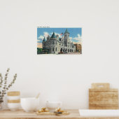 Buiten Uitzicht van de post Kantoor 4 Poster (Keuken)