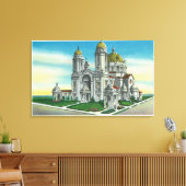 Buiten Uitzicht van de Shrine of our Lady of Canvas Afdruk (Insitu (Woonkamer))