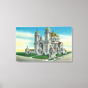 Buiten Uitzicht van de Shrine of our Lady of Canvas Afdruk
