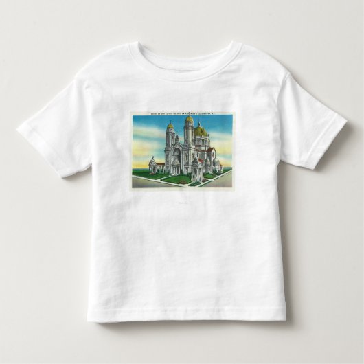 Buiten Uitzicht van de Shrine of our Lady of Kinder Shirts (Voorkant)