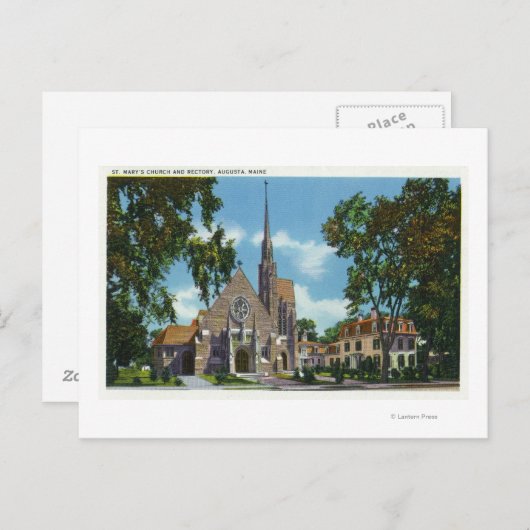 Buiten Uitzicht van de St. Mary's Church en Rector Briefkaart (Voorkant / Achterkant)