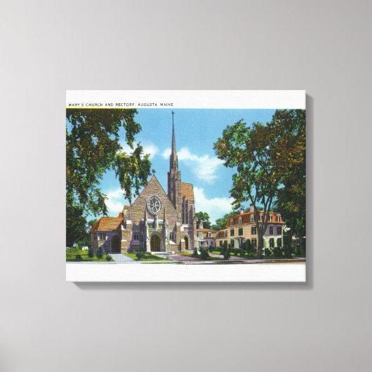 Buiten Uitzicht van de St. Mary's Church en Rector Canvas Afdruk (Voorkant)