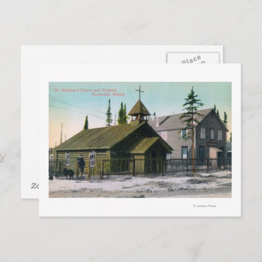 Buiten Uitzicht van de St. Mathew-kerk en Briefkaart (Voorkant / Achterkant)