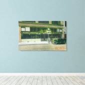 Buiten Uitzicht van de Sunset Cafeteria Canvas Afdruk (Insitu (Houten vloer))