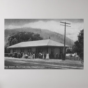 Buiten Uitzicht van de treinstation Poster