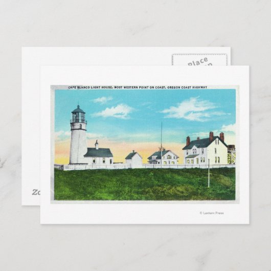 Buiten Uitzicht van de vuurtoren van Cape BlancoCo Briefkaart (Voorkant / Achterkant)