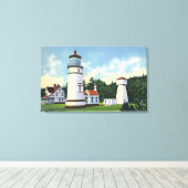 Buiten Uitzicht van de vuurtoren van de UmpquaKust Canvas Afdruk (Insitu (Houten vloer))