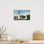 Buiten Uitzicht van de vuurtoren van de UmpquaKust Poster (Keuken)
