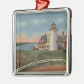 Buiten Uitzicht van de vuurtoren van Nobska Metalen Ornament (Links)