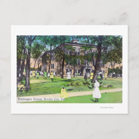 Buiten Uitzicht van de Washington School Briefkaart (Voorkant)