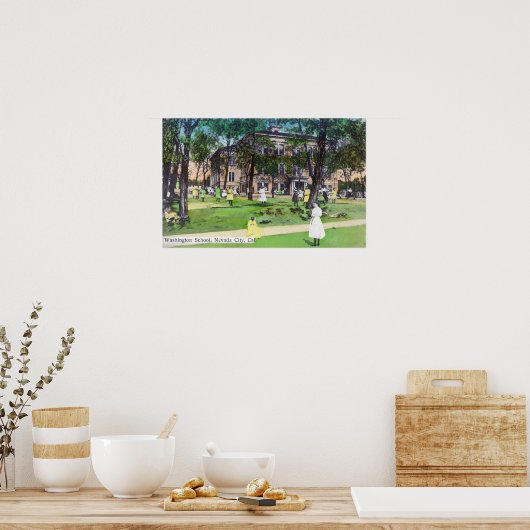 Buiten Uitzicht van de Washington School Poster (Keuken)