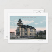 Buiten Uitzicht van East Side School Bldg Briefkaart (Voorkant / Achterkant)