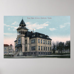 Buiten Uitzicht van East Side School Bldg Poster