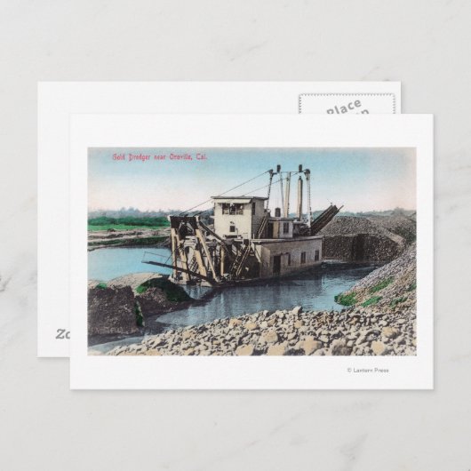 Buiten Uitzicht van een Gold DredgerOroville, CA Briefkaart (Voorkant / Achterkant)