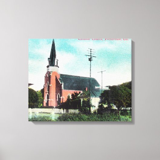 Buiten Uitzicht van een katholieke kerk Canvas Afdruk (Voorkant)