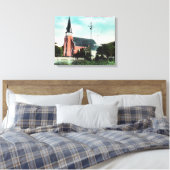 Buiten Uitzicht van een katholieke kerk Canvas Afdruk (Insitu (Slaapkamer))