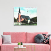 Buiten Uitzicht van een katholieke kerk Canvas Afdruk (Insitu (Woonkamer))