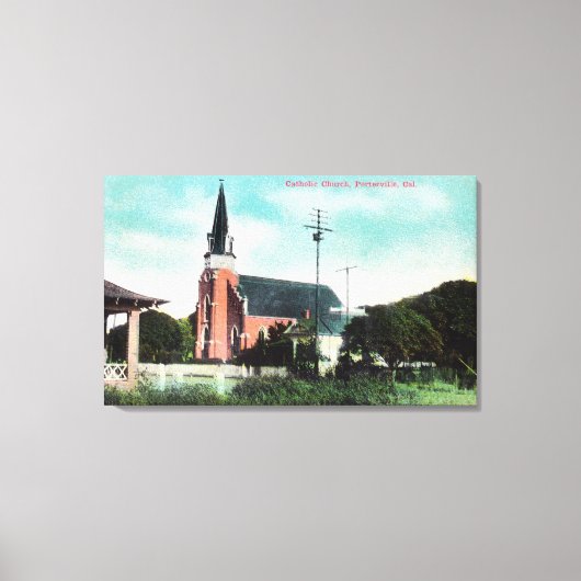 Buiten Uitzicht van een katholieke kerk Canvas Afdruk (Voorkant)