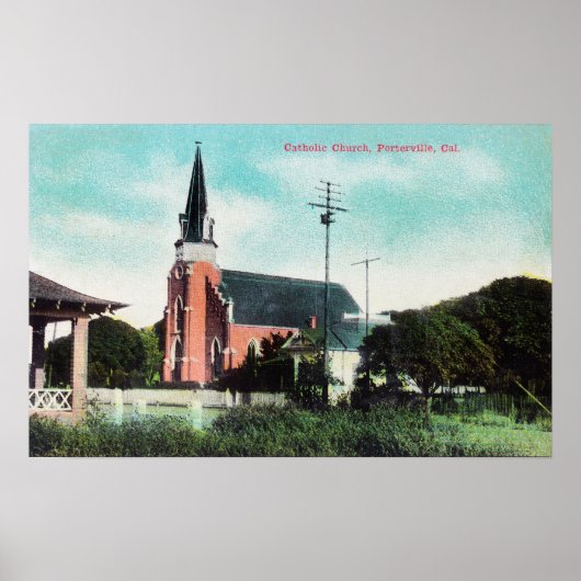 Buiten Uitzicht van een katholieke kerk Poster (Voorkant)