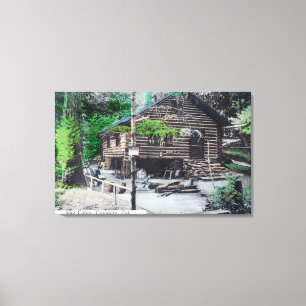 Buiten Uitzicht van een Log CabinCazadero, CA Canvas Afdruk
