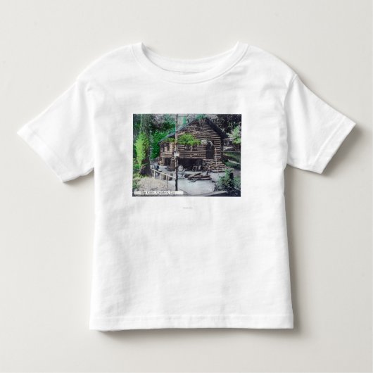 Buiten Uitzicht van een Log CabinCazadero, CA Kinder Shirts (Voorkant)