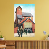 Buiten Uitzicht van een mijn, werknemers die vertr Canvas Afdruk (Insitu (Woonkamer))