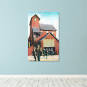 Buiten Uitzicht van een mijn, werknemers die vertr Canvas Afdruk (Insitu (Houten vloer))