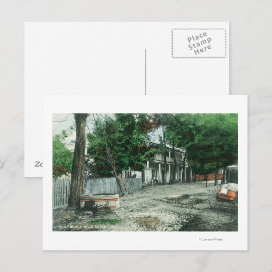 Buiten Uitzicht van een Road HouseYreka, CA Briefkaart (Voorkant / Achterkant)