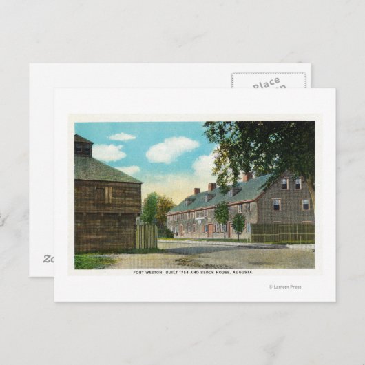Buiten Uitzicht van Fort Weston en Block House Briefkaart (Voorkant / Achterkant)