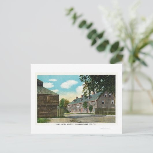 Buiten Uitzicht van Fort Weston en Block House Briefkaart (Staand voorkant)