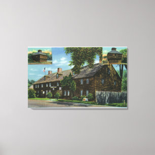 Buiten Uitzicht van Ft. Westerne en blokhuizen Canvas Afdruk